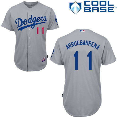 Erisbel Arruebarrena #11 MLB Jersey-L A Dodgers Men's Authentic 2014 Alternate Road Gray Cool Base Baseball Jersey